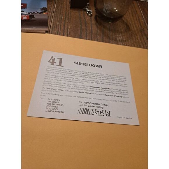 Autographed 1990 Sheri Bown NASCAR Driver Card #41 Winston Racing Series 5x7 VTG - Picture 2 of 2